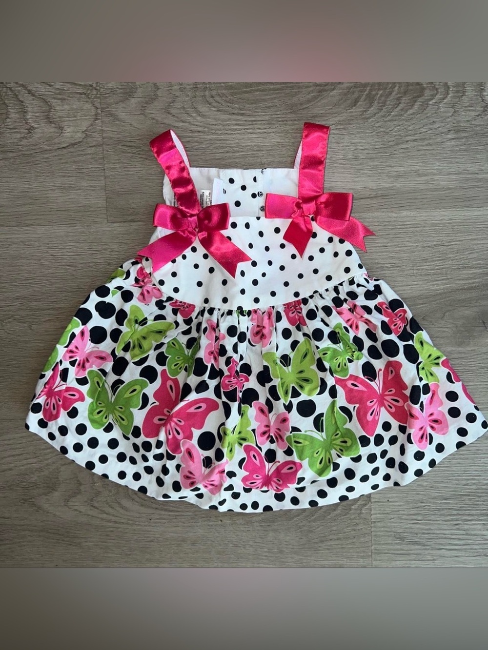 Bonnie Baby Girls Butterfly Polka Dot Sleeveless Dress Size 3/6 Months
